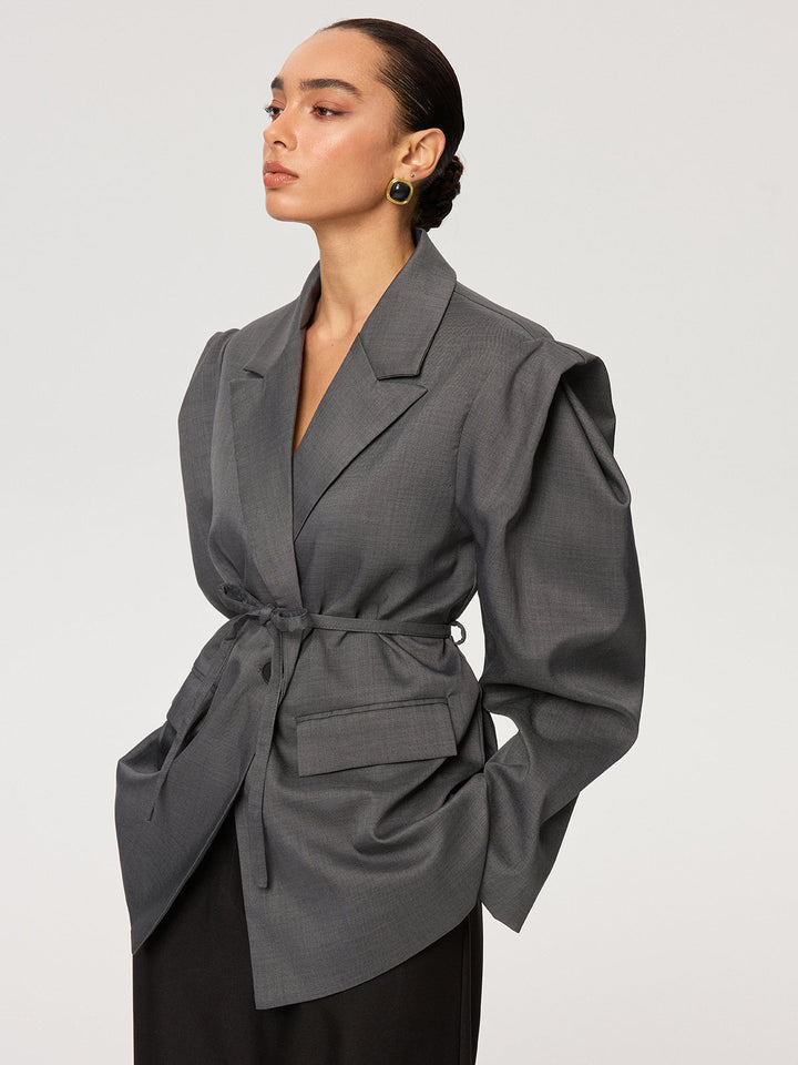 Bağcıklı Kısa Kollu Blazer
