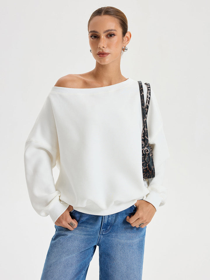 Omuzlardan Açık Oversized Sweatshirt