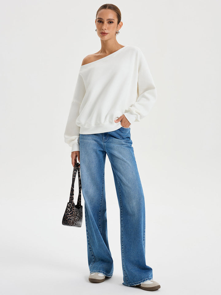 Omuzlardan Açık Oversized Sweatshirt
