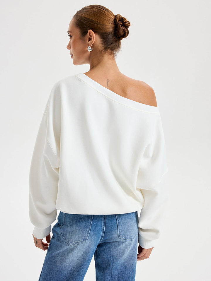 Omuzlardan Açık Oversized Sweatshirt