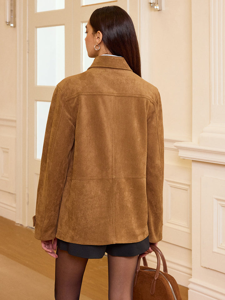 Yaka Düğmeli Süet Blazer