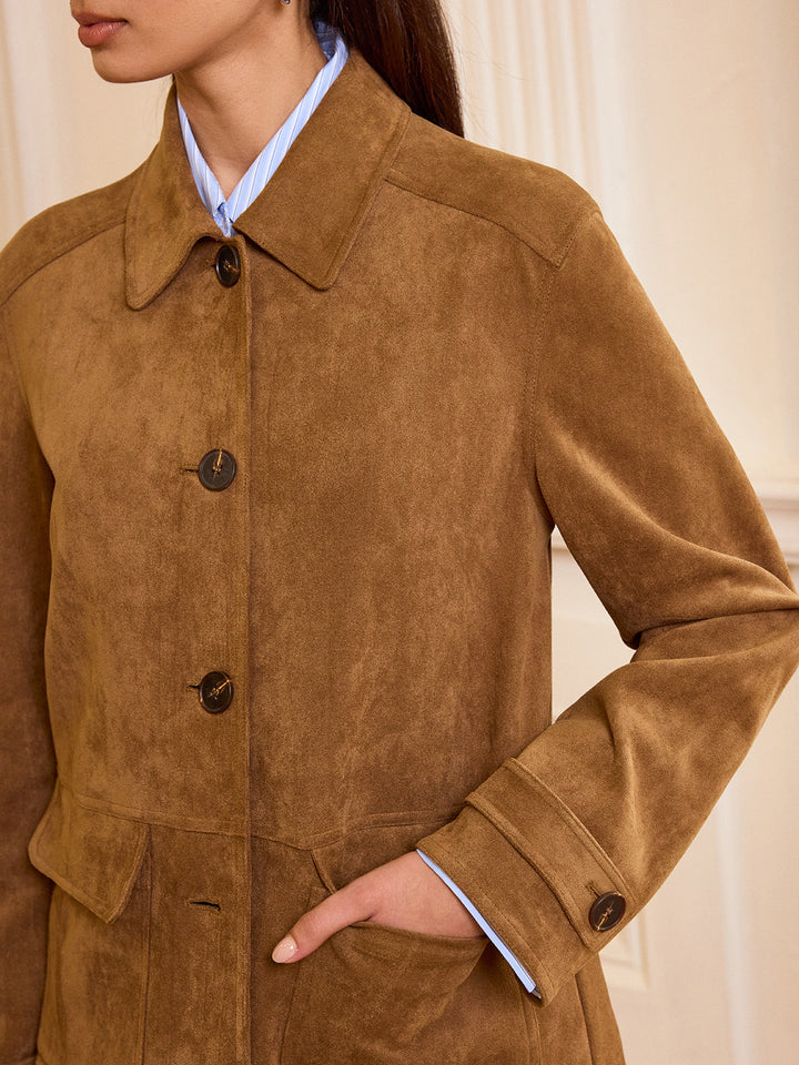 Yaka Düğmeli Süet Blazer