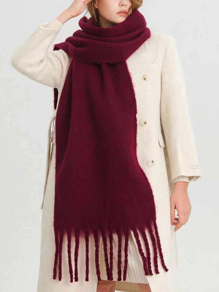 Solid Oversized Püsküllü Atkı