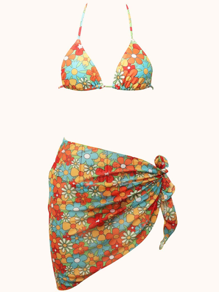 Dina Çiçekli Bikini Üçlü Takım