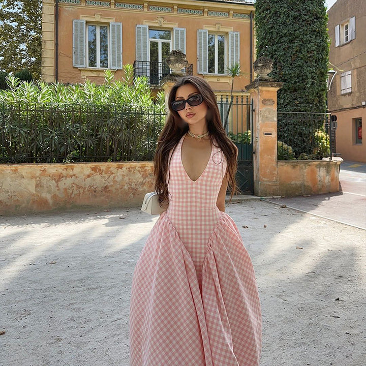 Romina | Ekose Desenli Midi Elbise