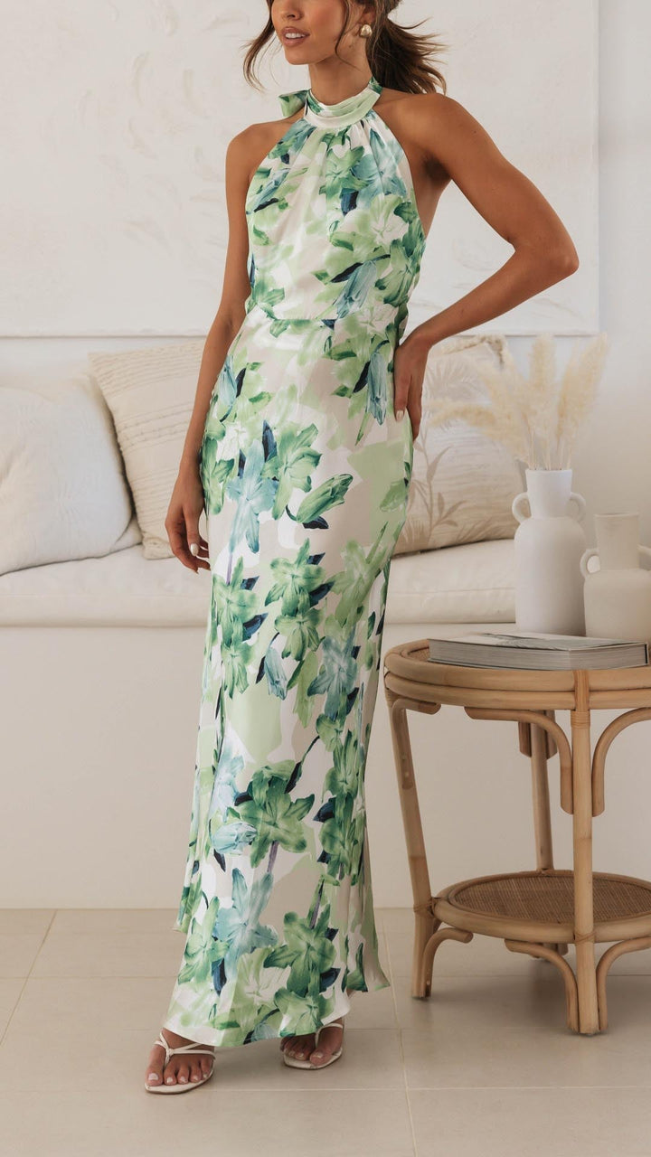 Shannon | Çiçekli Halter Maxi Elbise