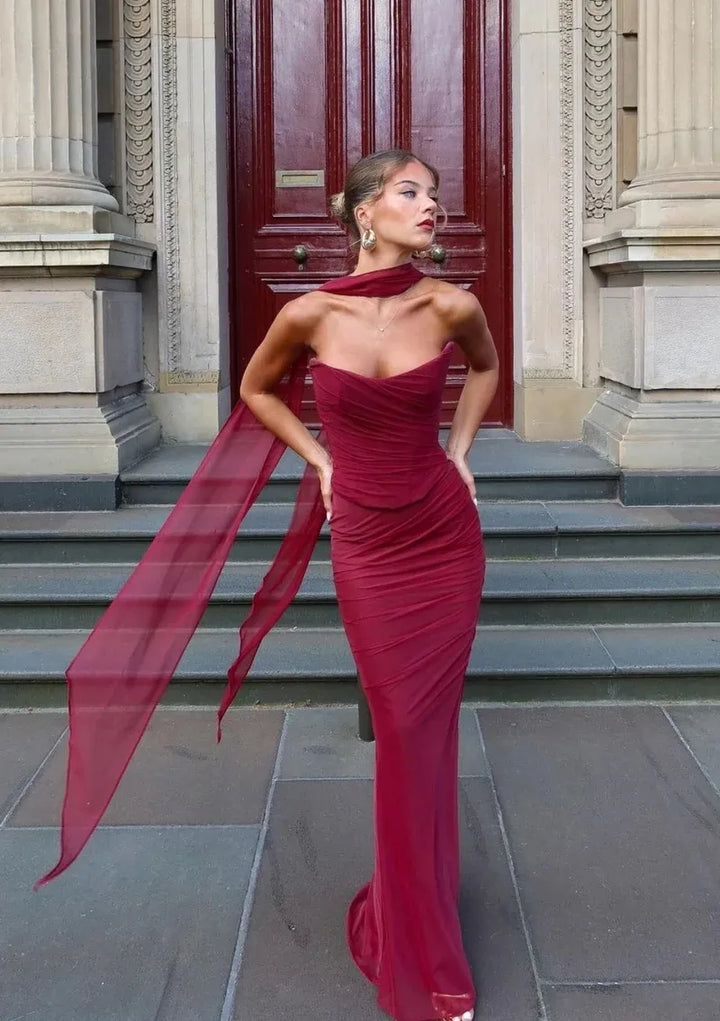 Aniyah | Askısız Bodycon Maxi Elbise