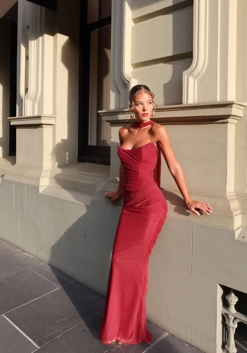 Aniyah | Askısız Bodycon Maxi Elbise